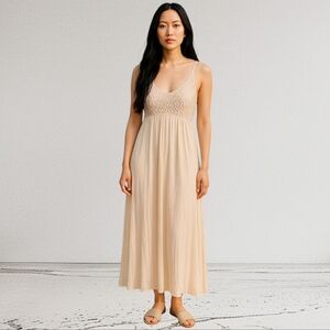 Elegant Cream Lace Maxi Dress Size Med Boho Beachy 🌊🩵 Papaya Brand